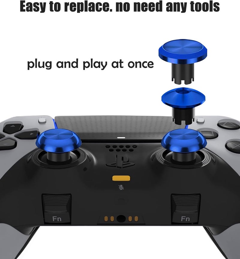Ceozon Replacement Metal Thumbsticks for Ps5 Edge Controller 6 in 1 Swap Analog Joystick Thumb Grips Accessories (Blue) - Image 3